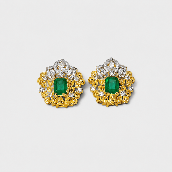 Emerald Floral Studs