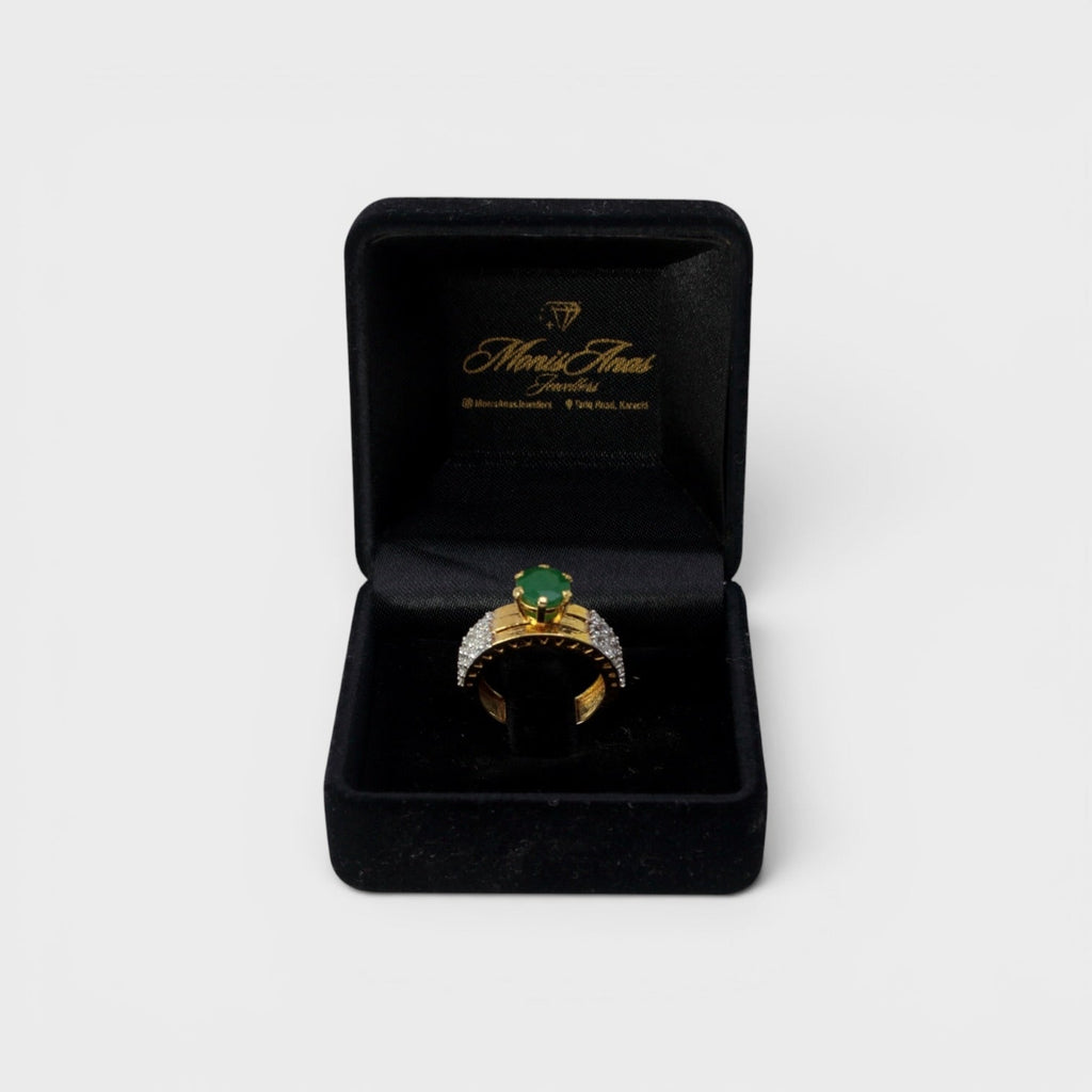 Emerald Gold Stack Ring - Monis Anas Jewellers