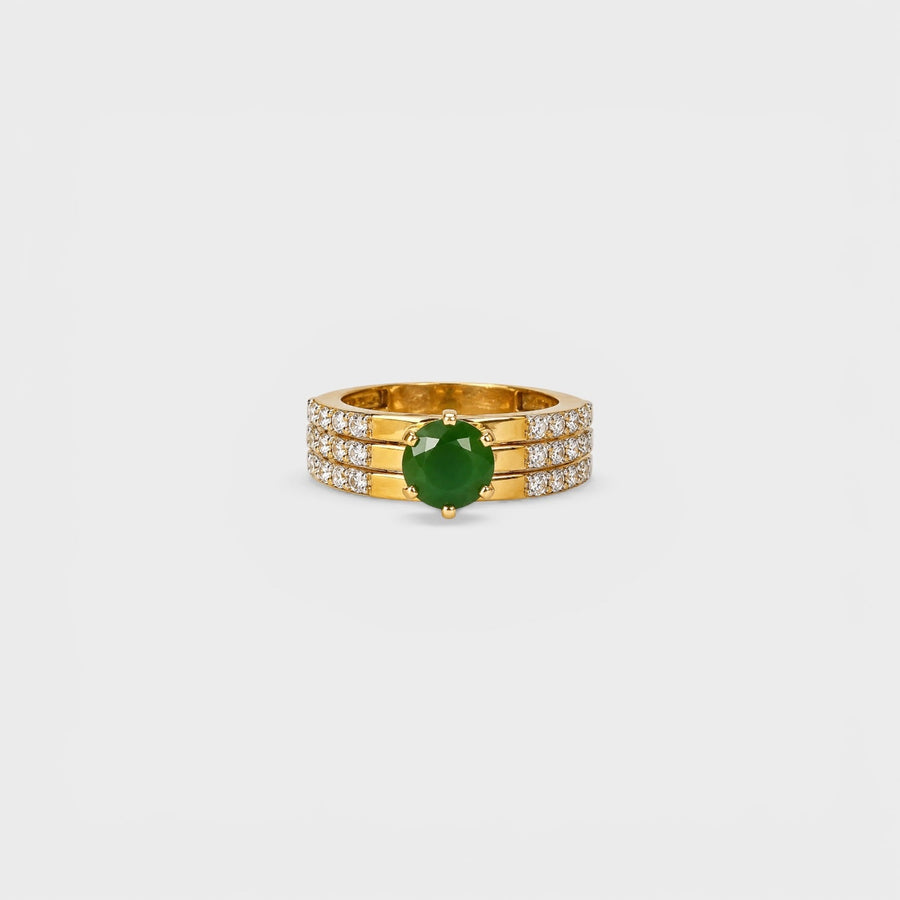 Emerald Gold Stack Ring - Monis Anas Jewellers