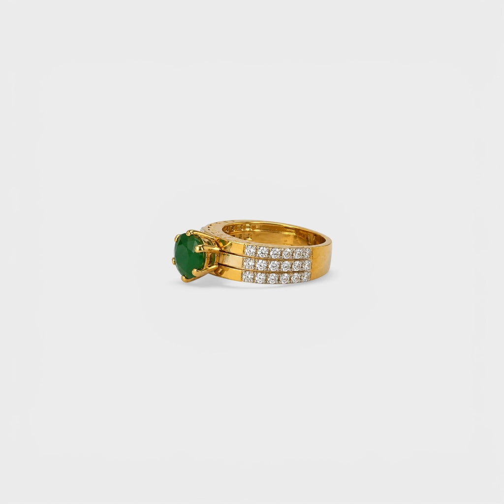 Emerald Gold Stack Ring - Monis Anas Jewellers