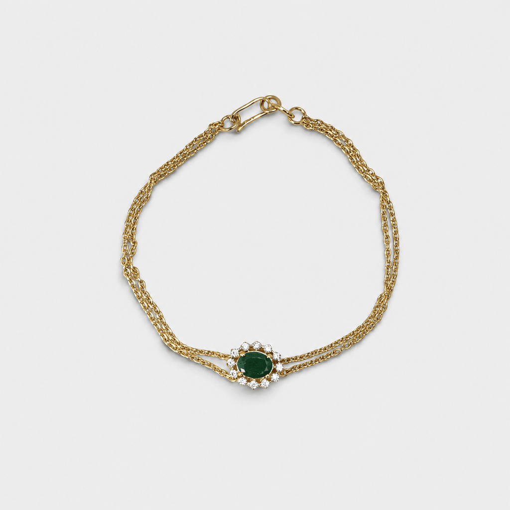 Emerald Green Halo Bracelet - Monis Anas Jewellers