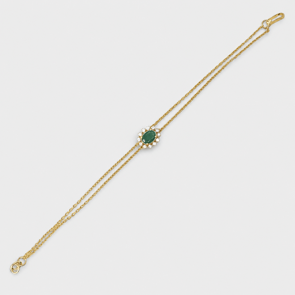 Emerald green halo bracelet in 925 sterling silver – Monis Anas Jewellers, Karachi