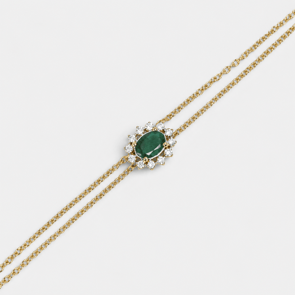Emerald Green Halo Bracelet - Monis Anas Jewellers