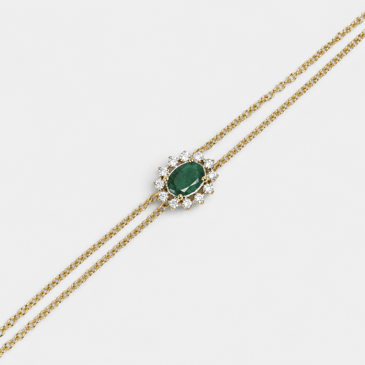 Emerald Green Halo Bracelet - Monis Anas Jewellers