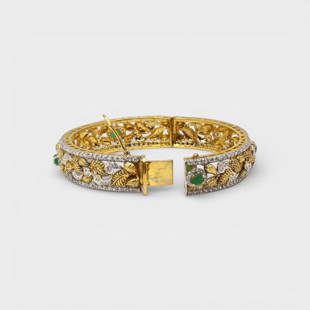 Emerald Leaf Filigree Bangle - Monis Anas Jewellers