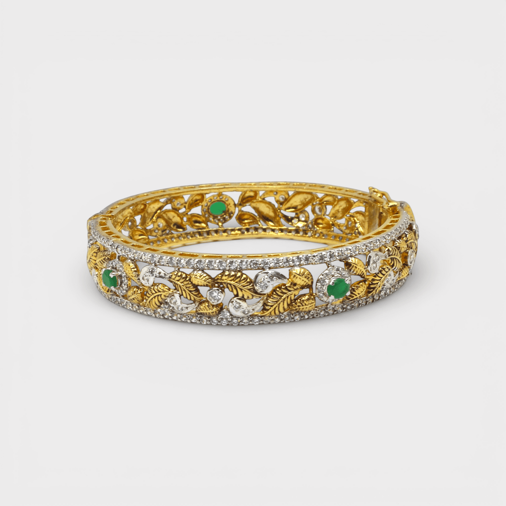 Emerald Leaf Filigree Bangle - Monis Anas Jewellers