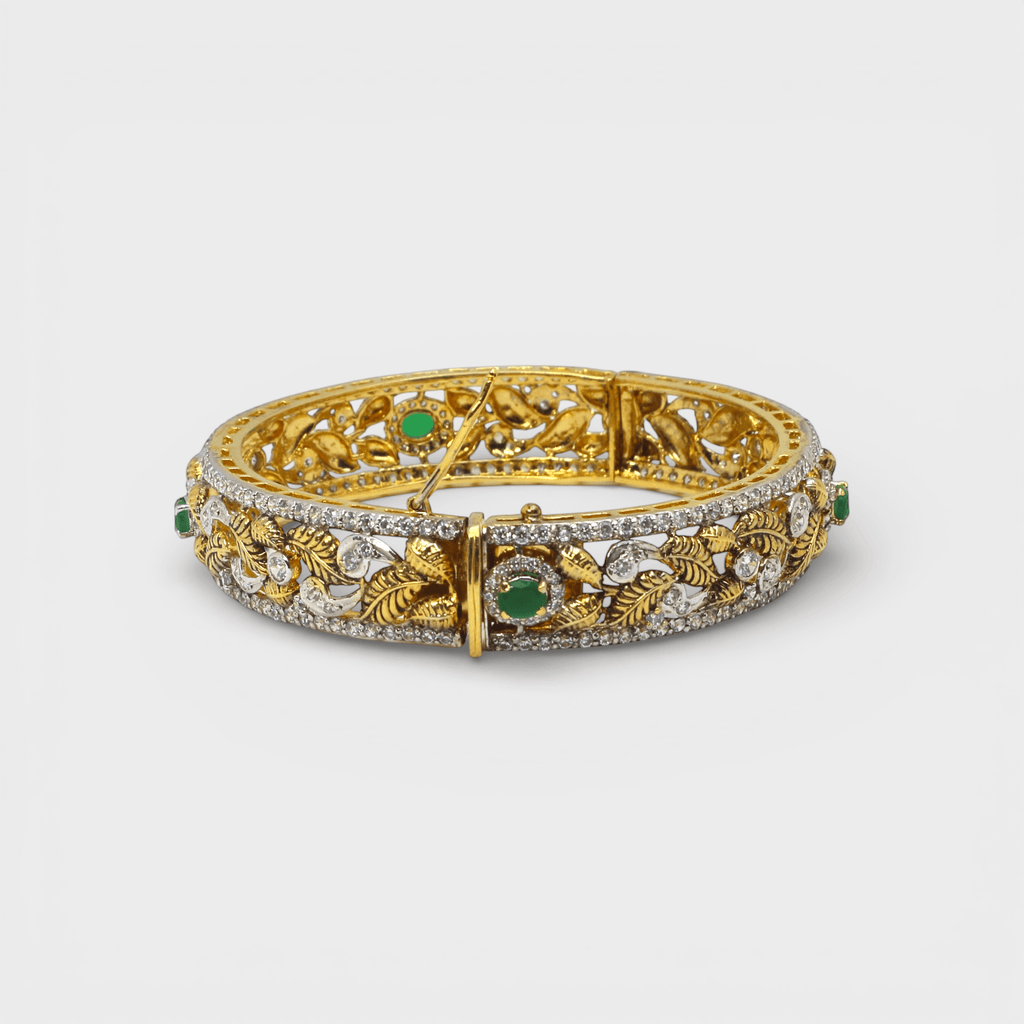 Emerald Leaf Filigree Bangle - Monis Anas Jewellers
