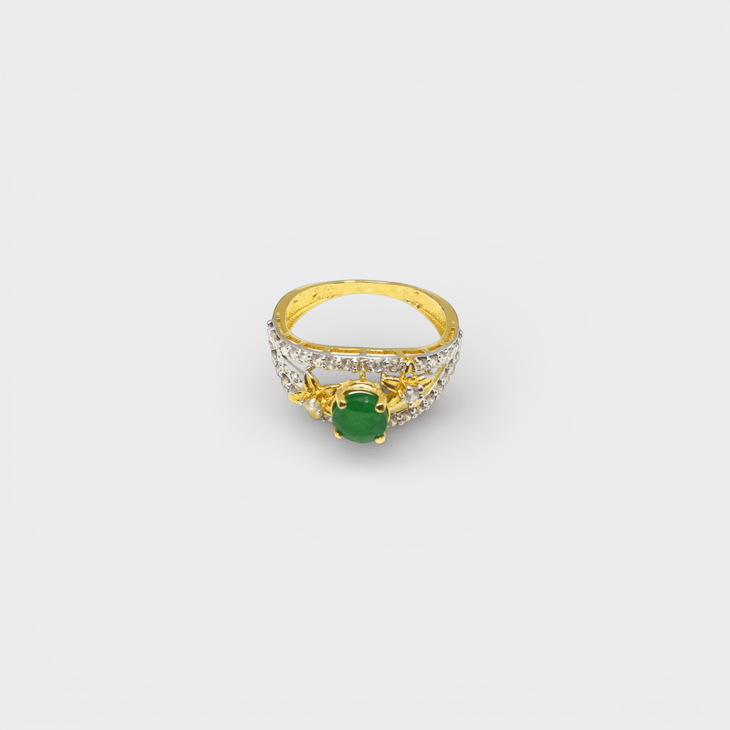 Emerald Lotus Solitaire Ring - Monis Anas Jewellers