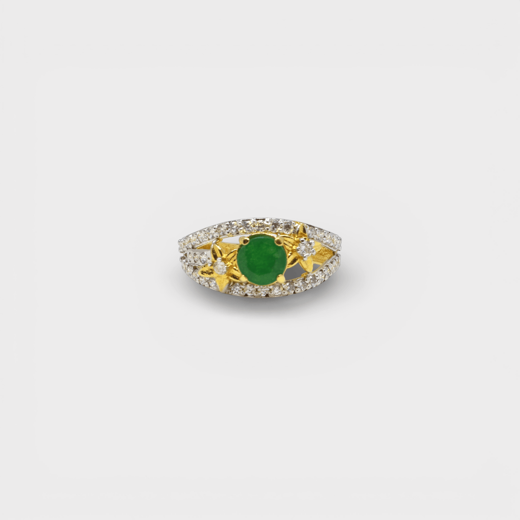 Emerald Lotus Solitaire Ring - Monis Anas Jewellers