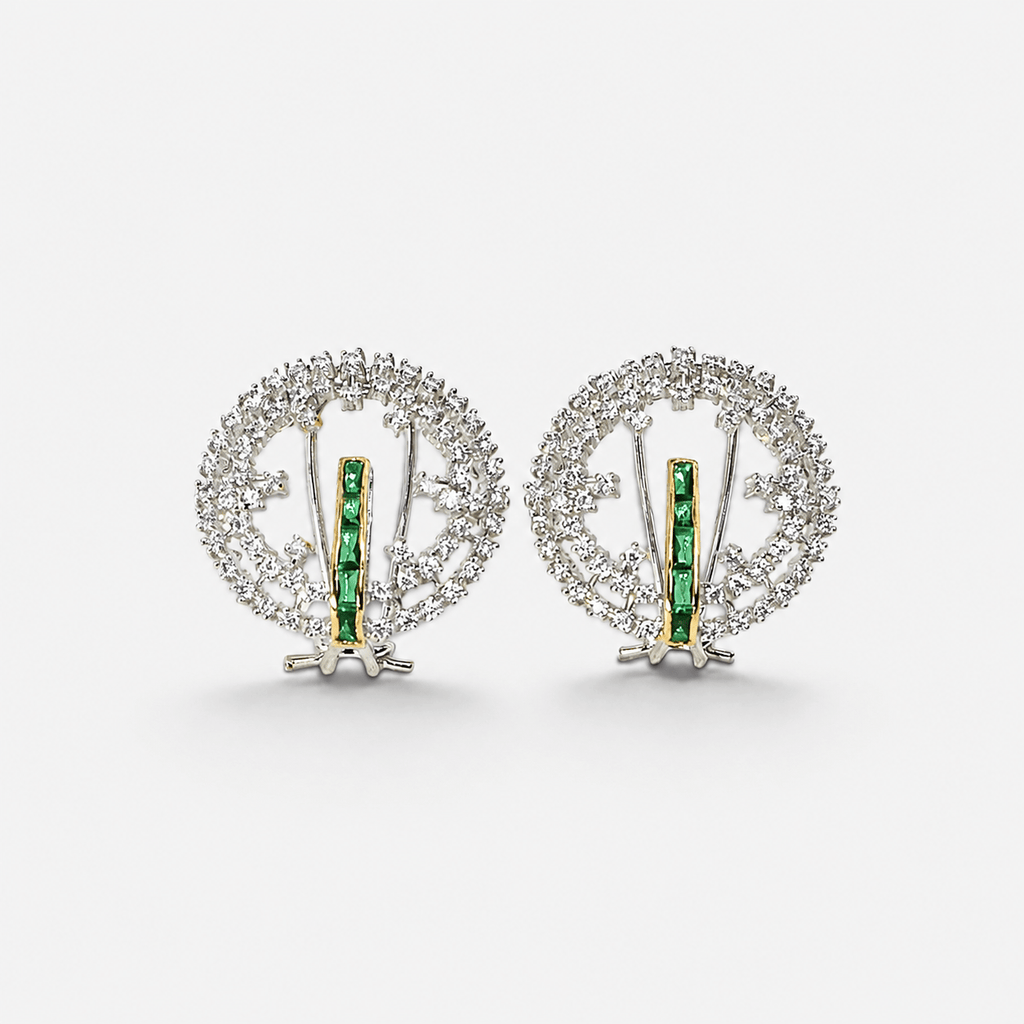 Emerald Orbit Studs - Monis Anas Jewellers
