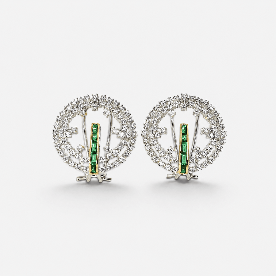 Emerald Orbit Studs - Monis Anas Jewellers
