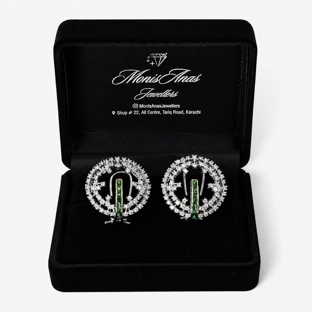 Emerald Orbit Studs - Monis Anas Jewellers
