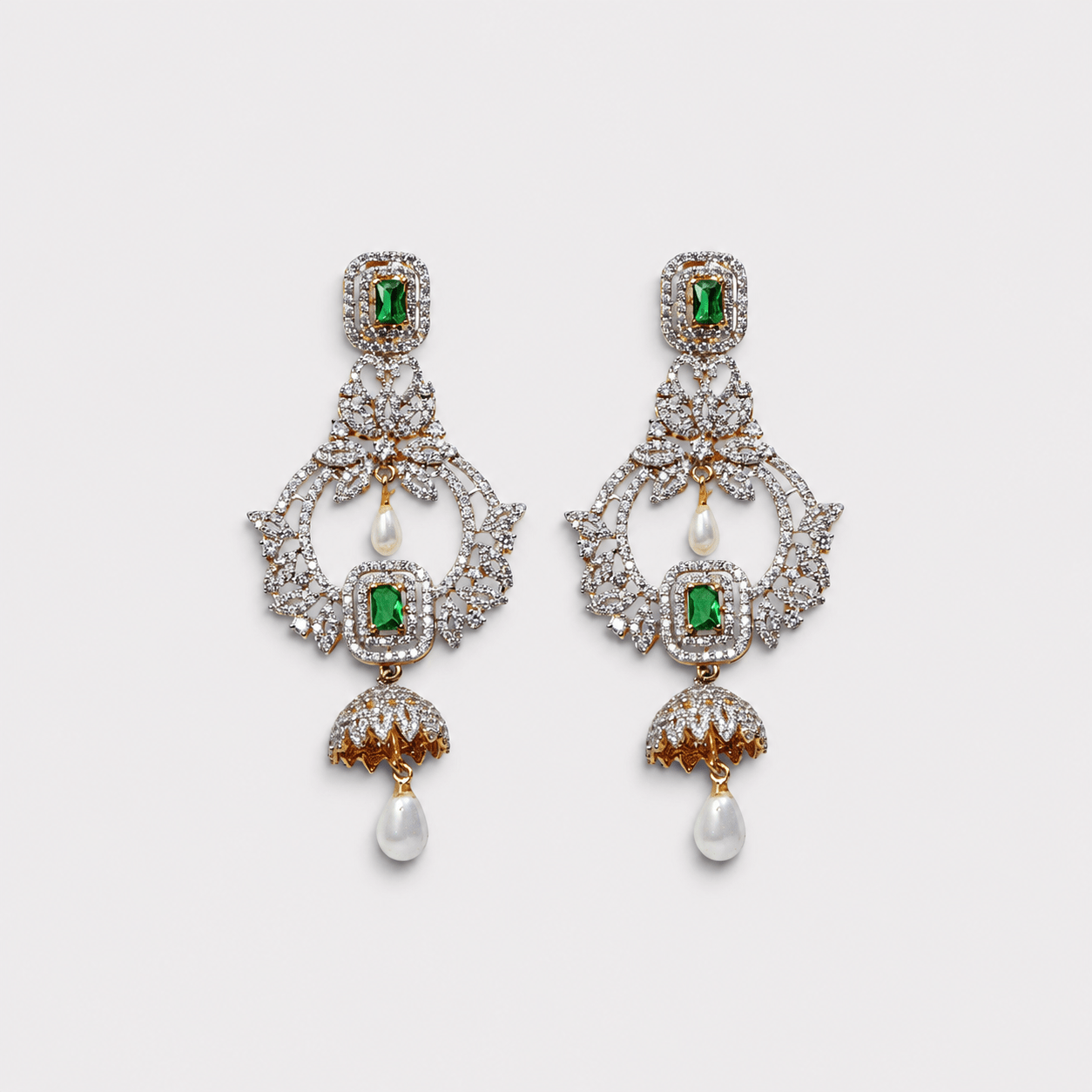 Emerald Royale Bridal Necklace & Earring Set - Monis Anas Jewellers