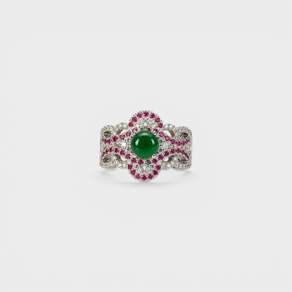 Emerald Ruby Lace Ring - Monis Anas Jewellers