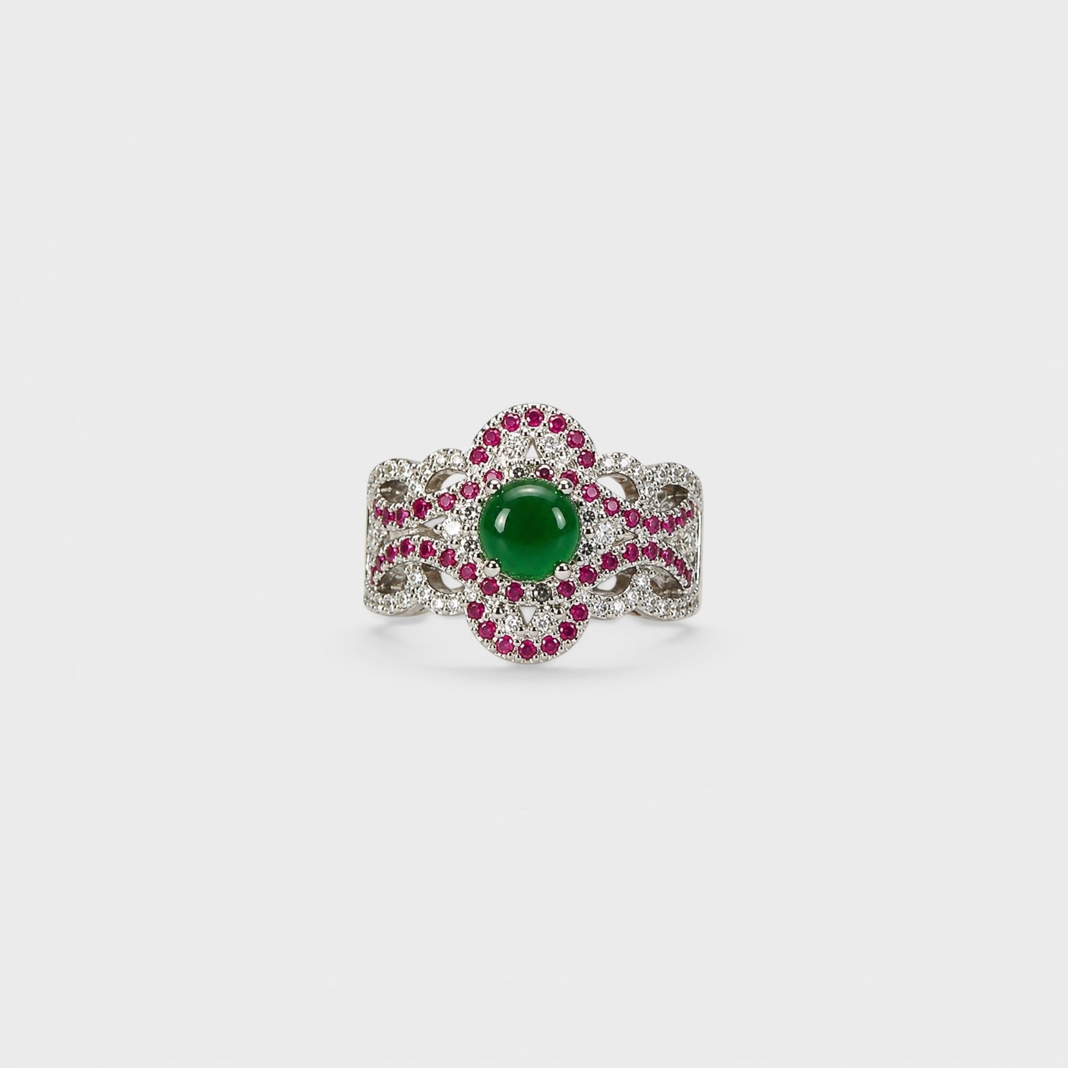 Emerald Ruby Lace Ring - Monis Anas Jewellers