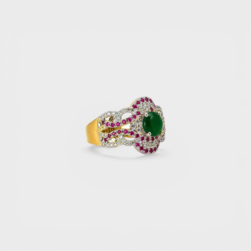 Emerald Ruby Lace Ring - Monis Anas Jewellers