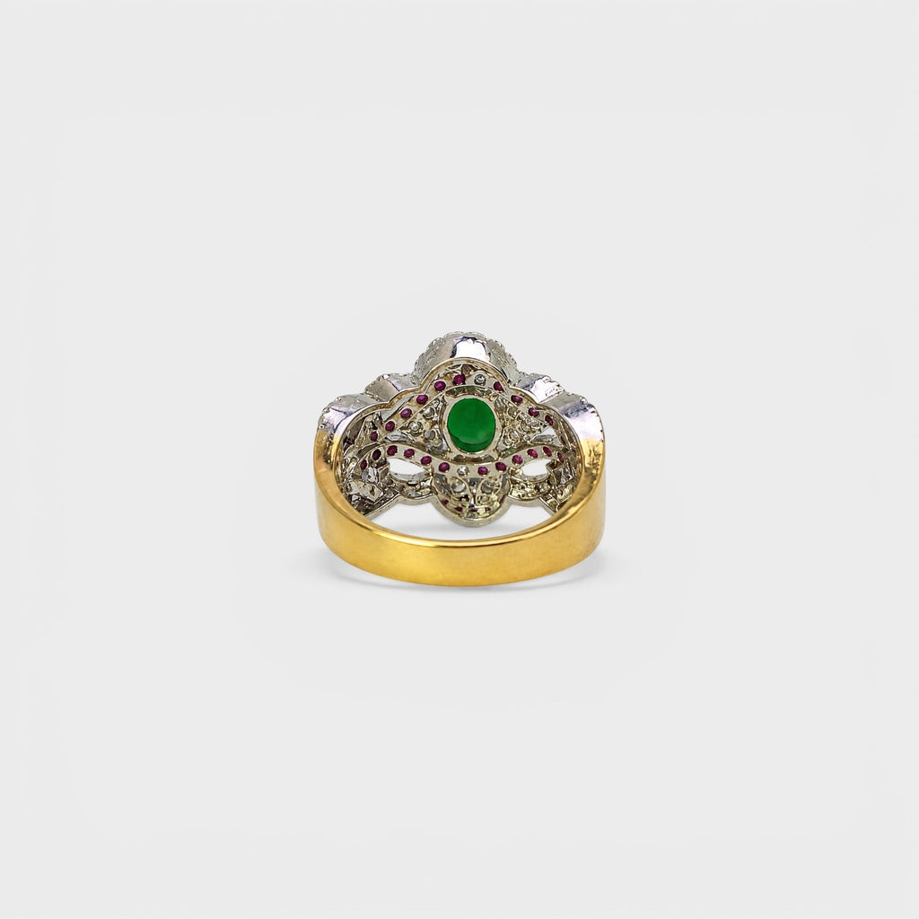 Emerald Ruby Lace Ring - Monis Anas Jewellers