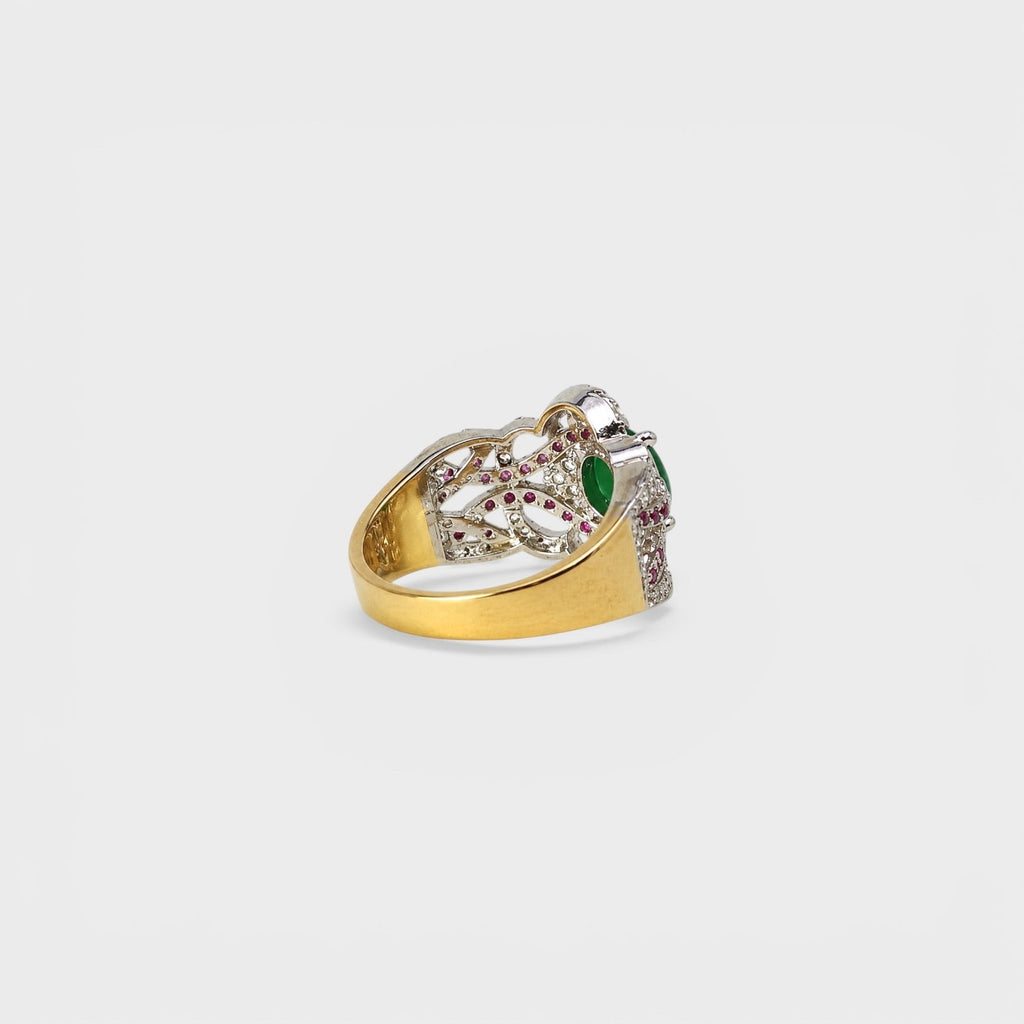 Emerald Ruby Lace Ring - Monis Anas Jewellers