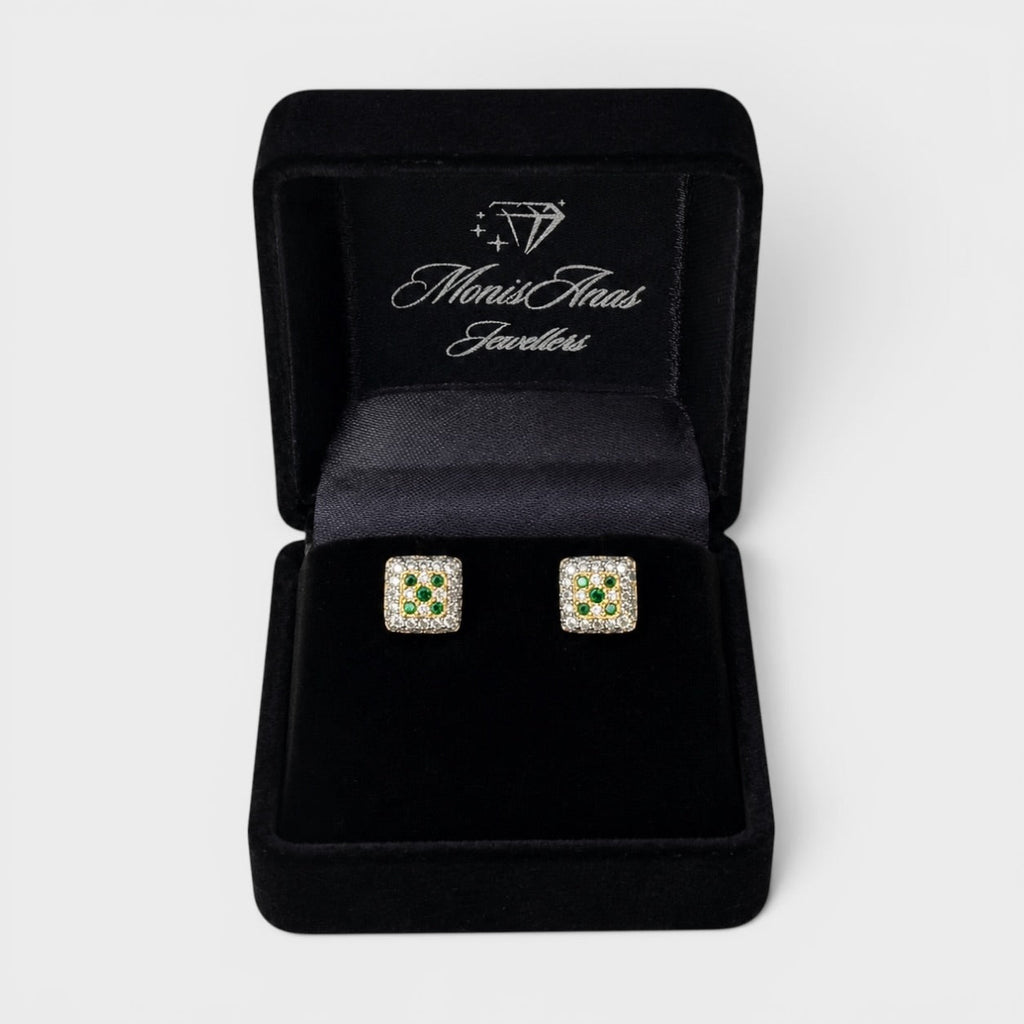 Emerald Square Studs - Monis Anas Jewellers
