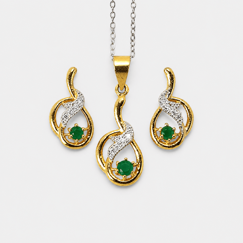 Emerald Swirl Pendant Set - Monis Anas Jewellers