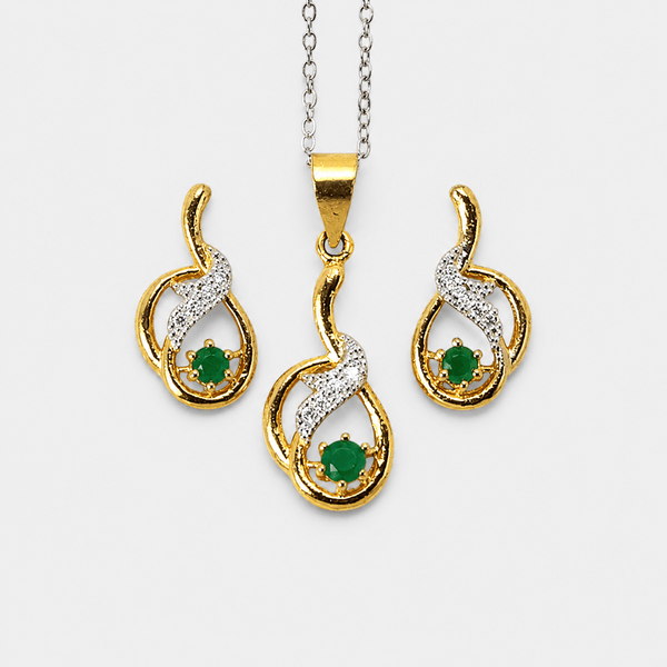 Emerald Swirl Pendant Set