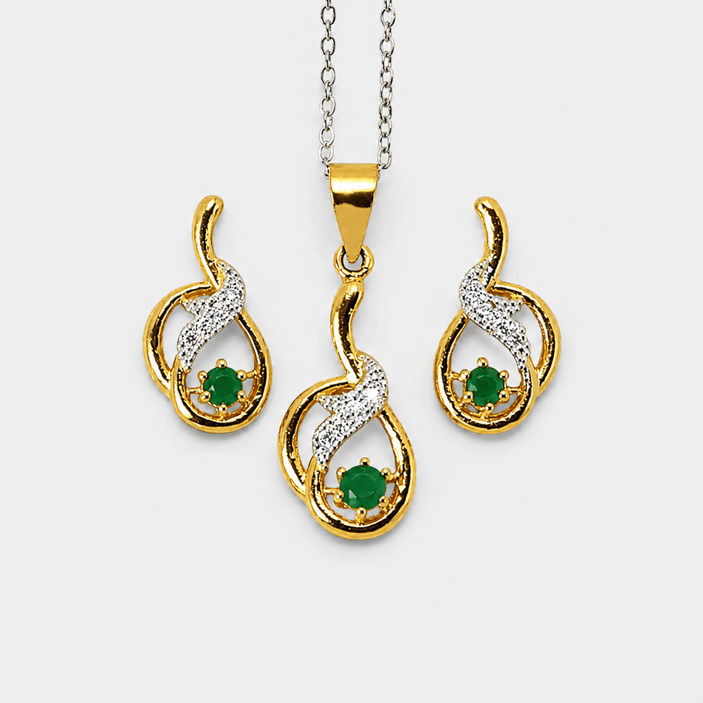 Emerald Swirl Pendant Set - Monis Anas Jewellers