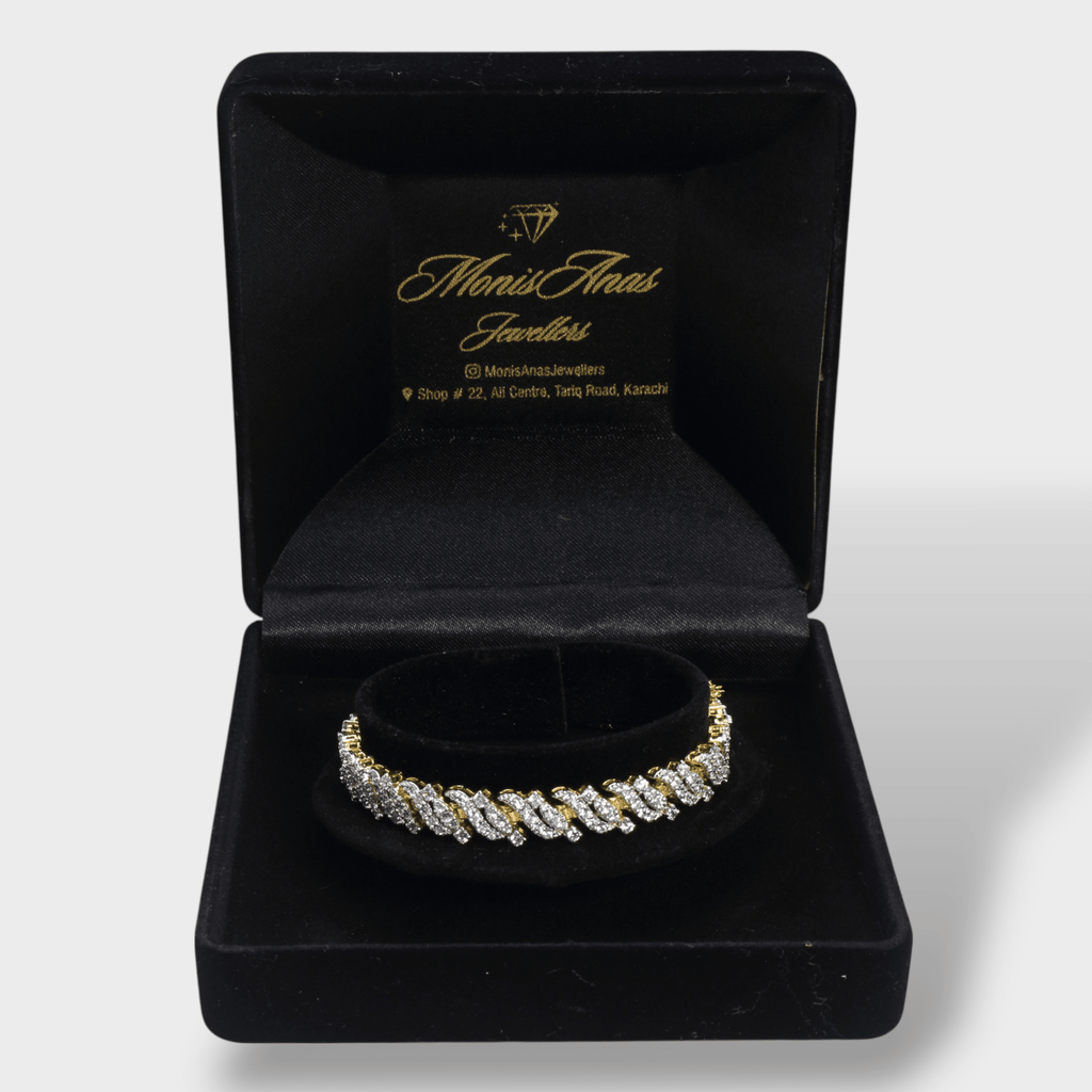 Full Iced Cuban Link Bracelet – 18K Gold Plated - Monis Anas Jewellers