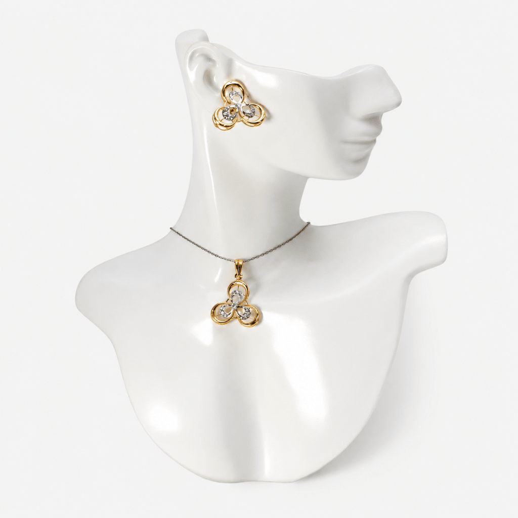 Golden Trinity Pendant Set - Monis Anas Jewellers