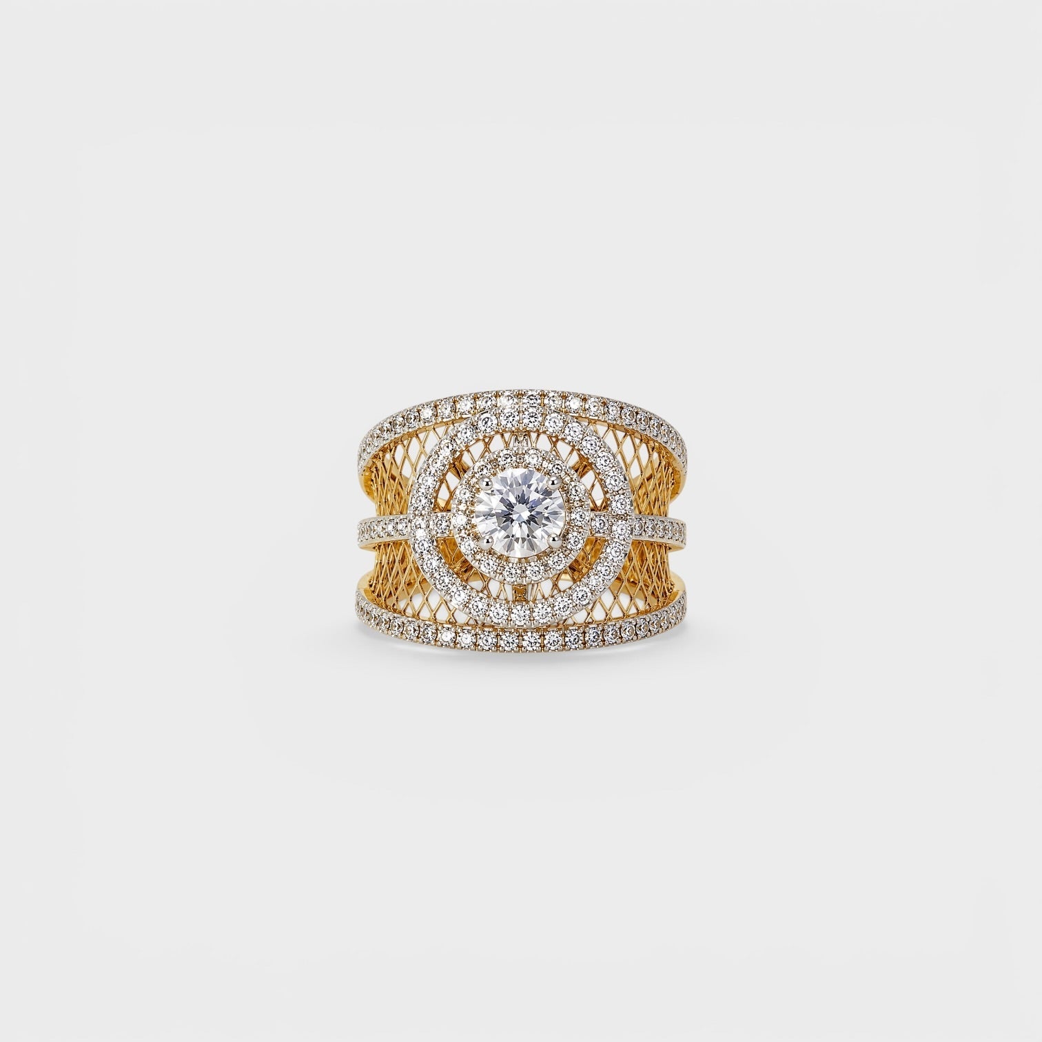 Golden Web Halo Ring - Monis Anas Jewellers