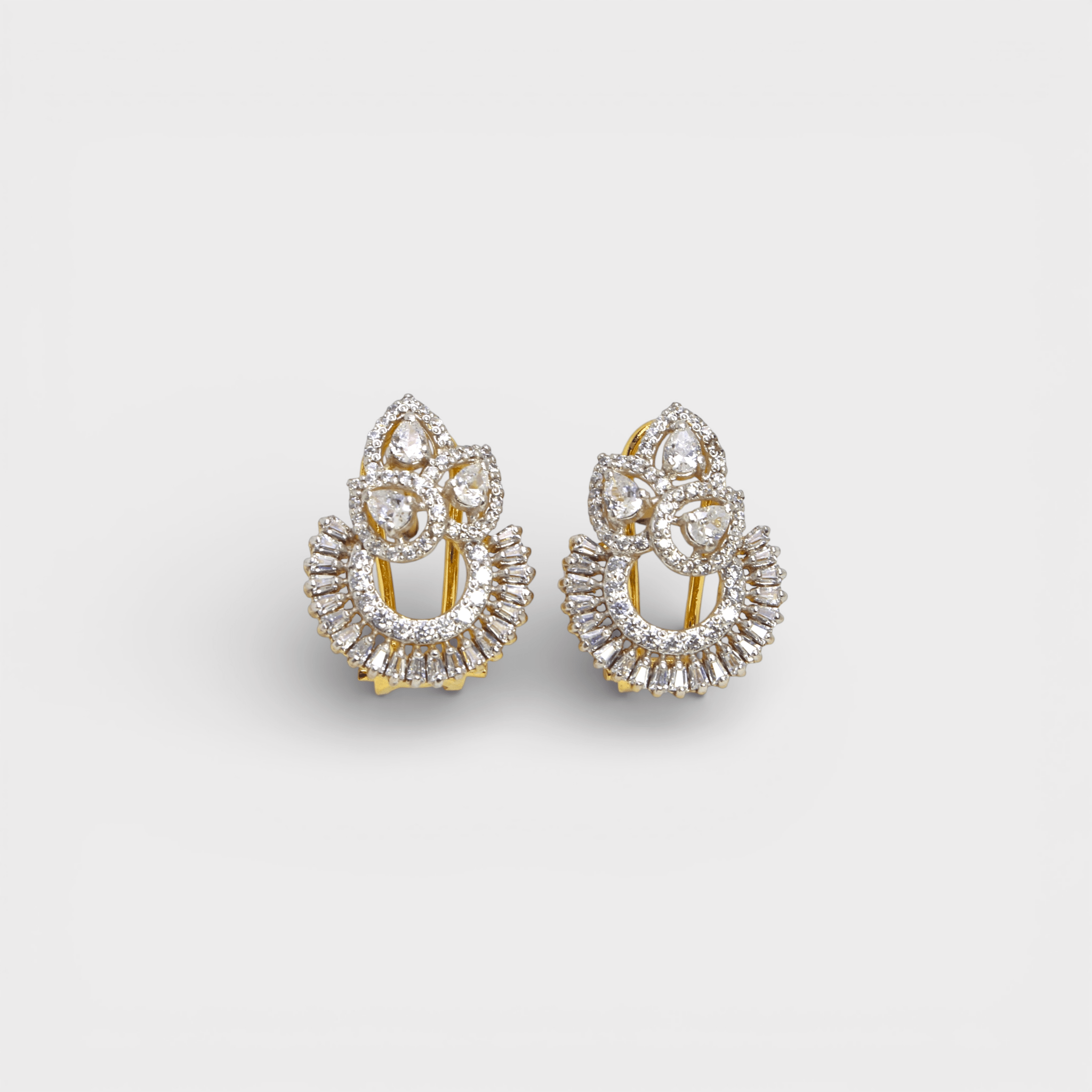 Imperial Baguette Sunburst Earrings - Monis Anas Jewellers