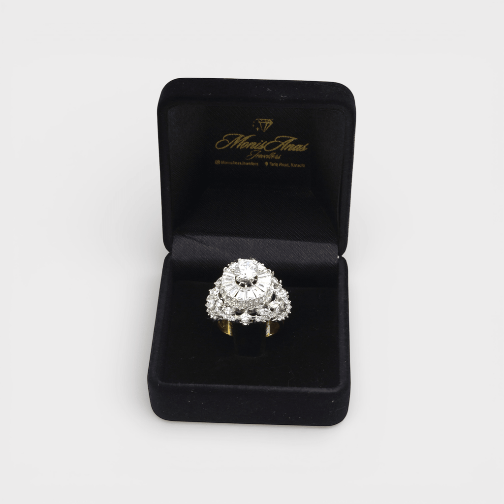 Imperial Halo Statement Ring – Multi - Layer CZ - Monis Anas Jewellers