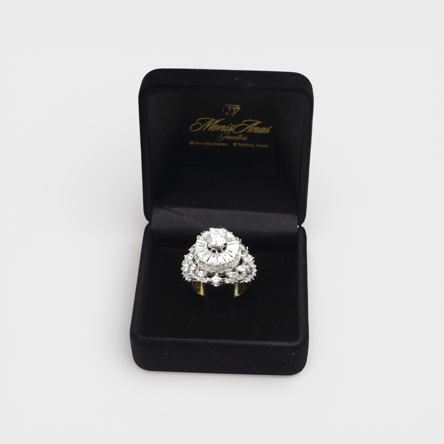 Imperial Halo Statement Ring – Multi - Layer CZ - Monis Anas Jewellers