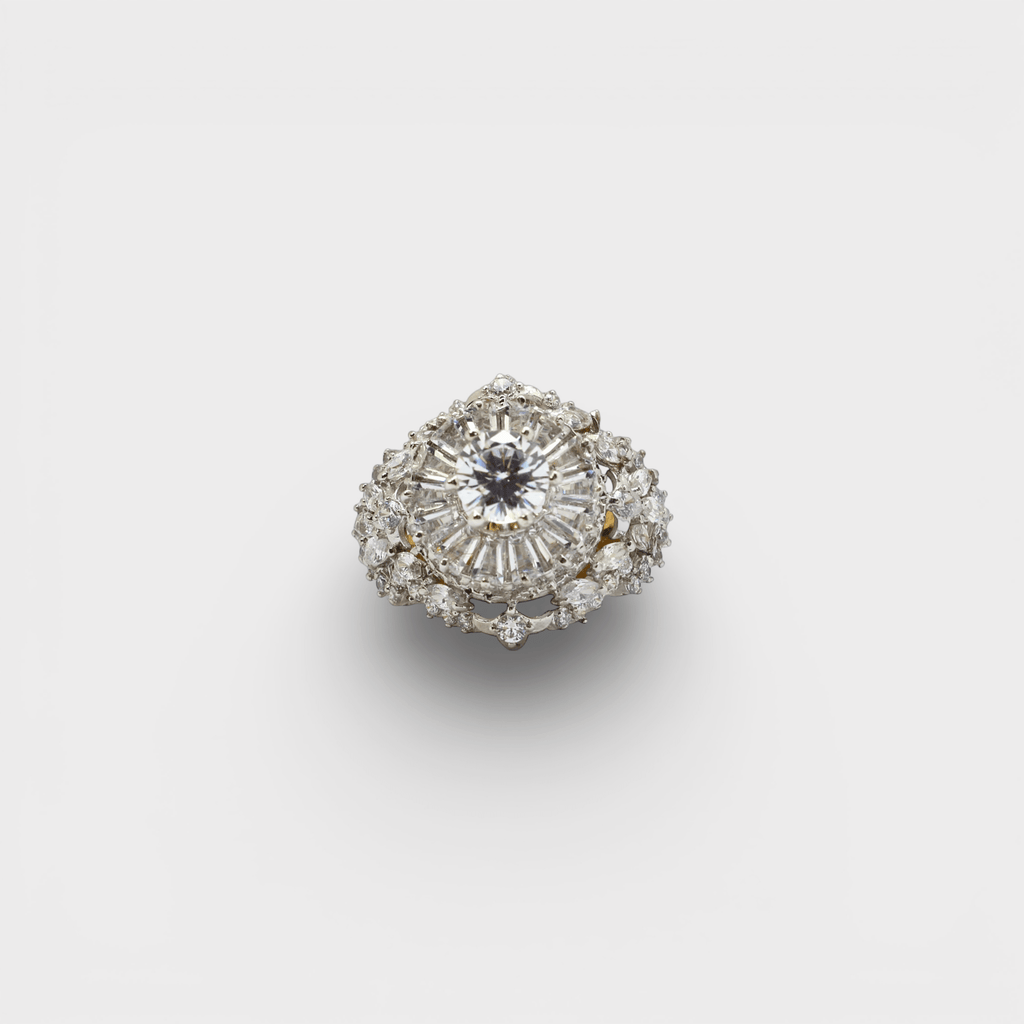 Imperial Halo Statement Ring – Multi - Layer CZ - Monis Anas Jewellers