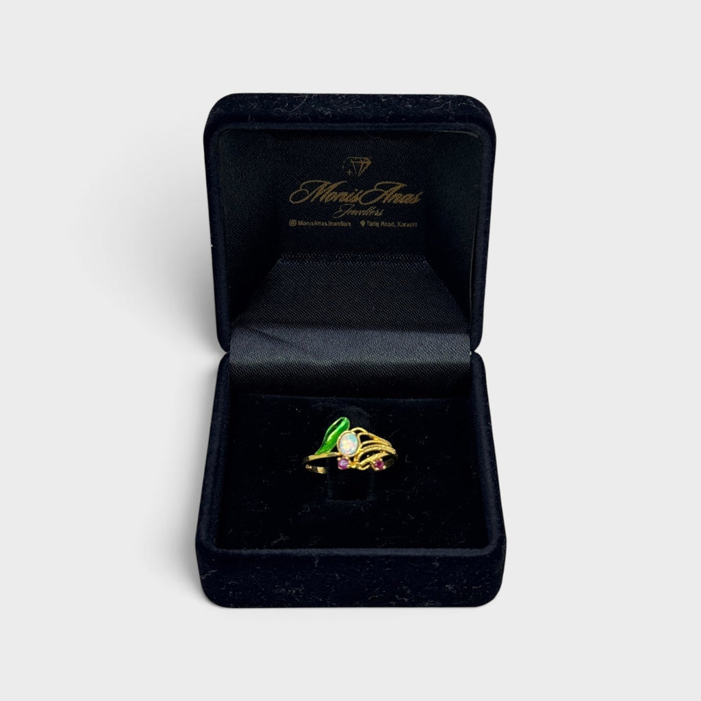 Opal Leaf Ring - Monis Anas Jewellers