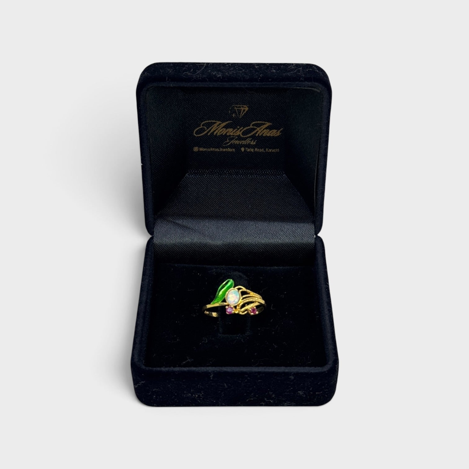 Opal Leaf Ring - Monis Anas Jewellers