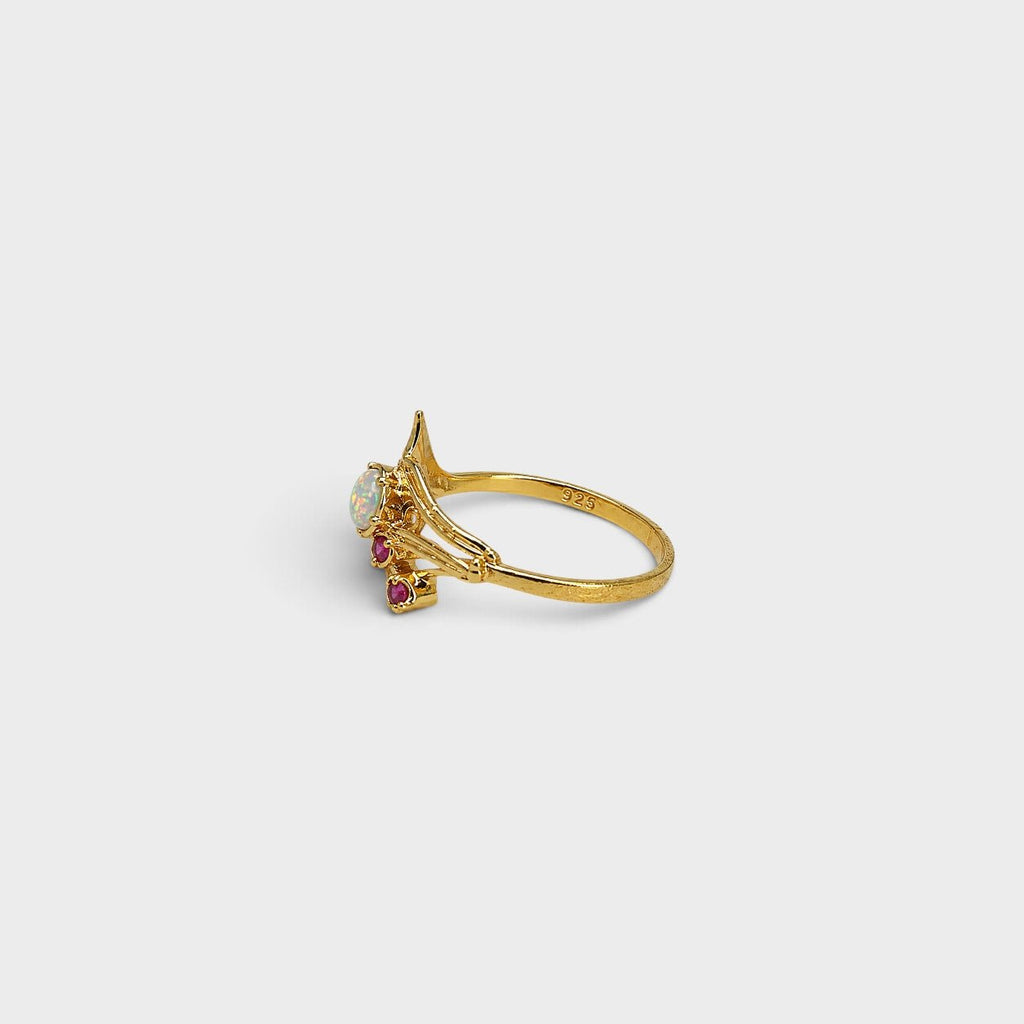 Opal Leaf Ring - Monis Anas Jewellers