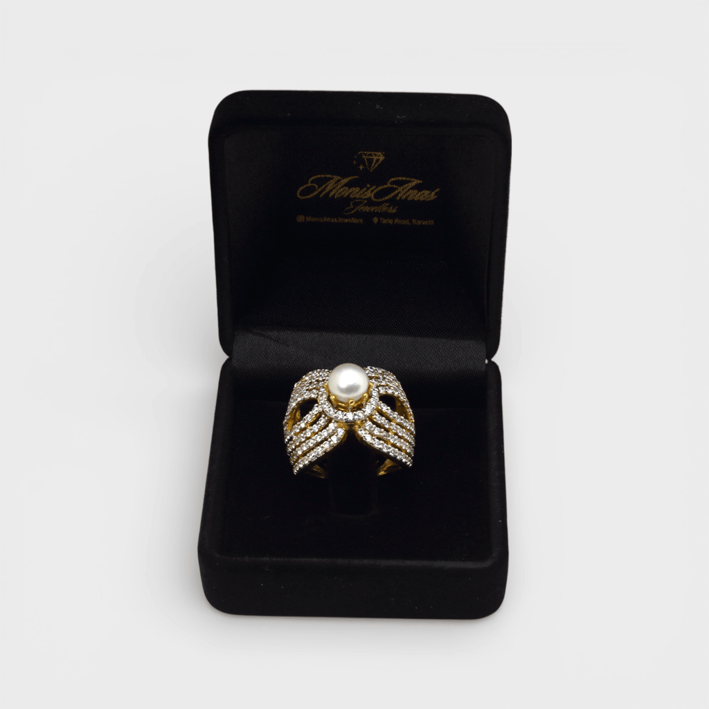 Pearl Bow Statement Ring - Monis Anas Jewellers