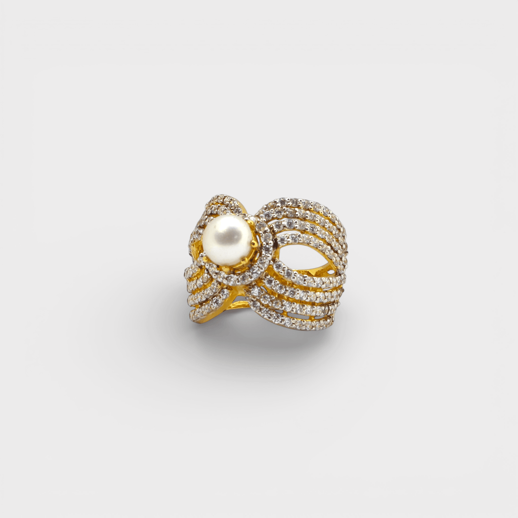 Pearl Bow Statement Ring - Monis Anas Jewellers