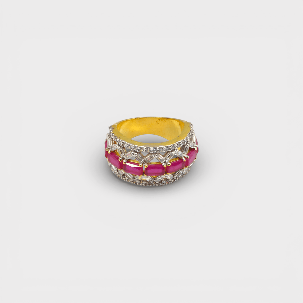 Pink Ruby Lattice Statement Ring - Monis Anas Jewellers