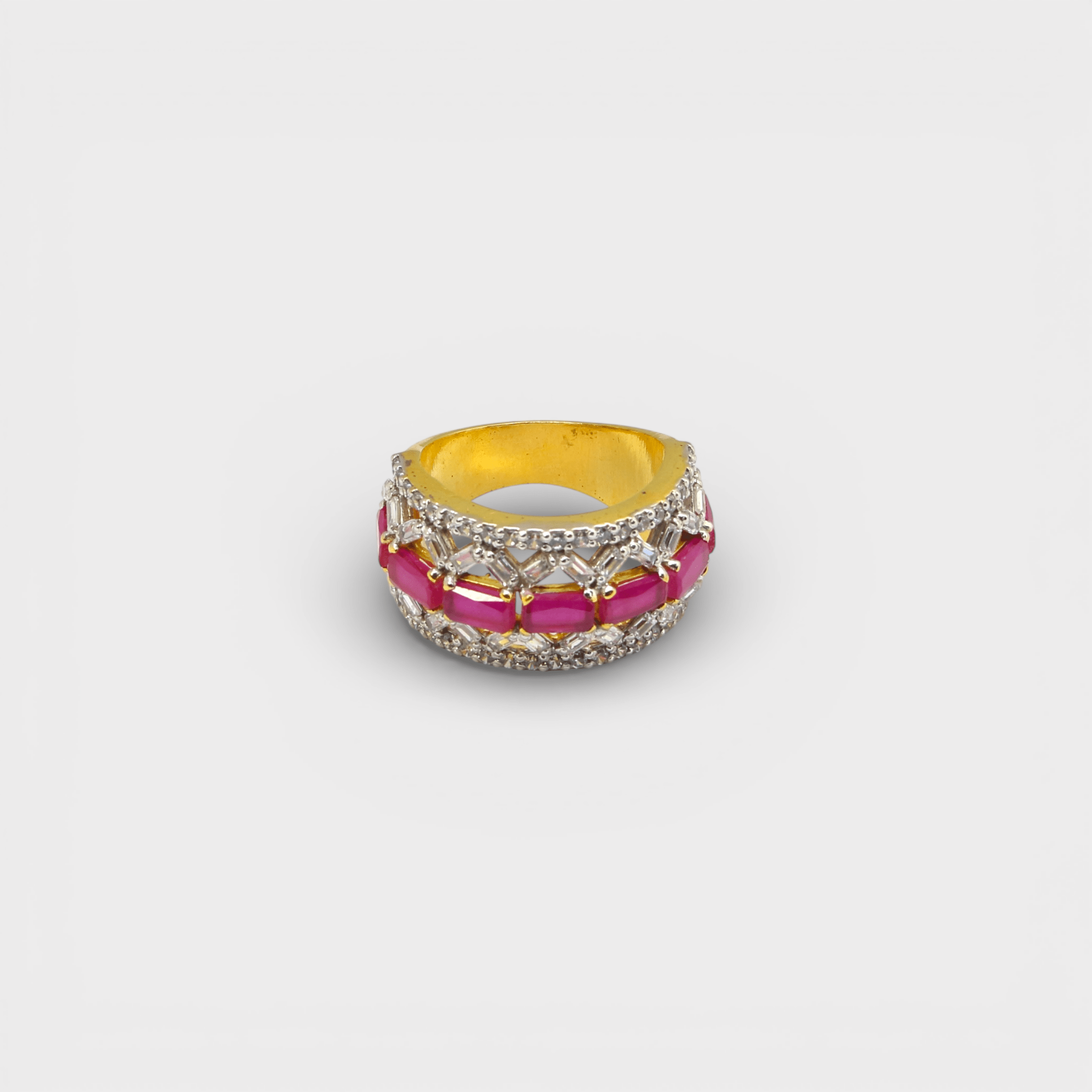 Pink Ruby Lattice Statement Ring - Monis Anas Jewellers