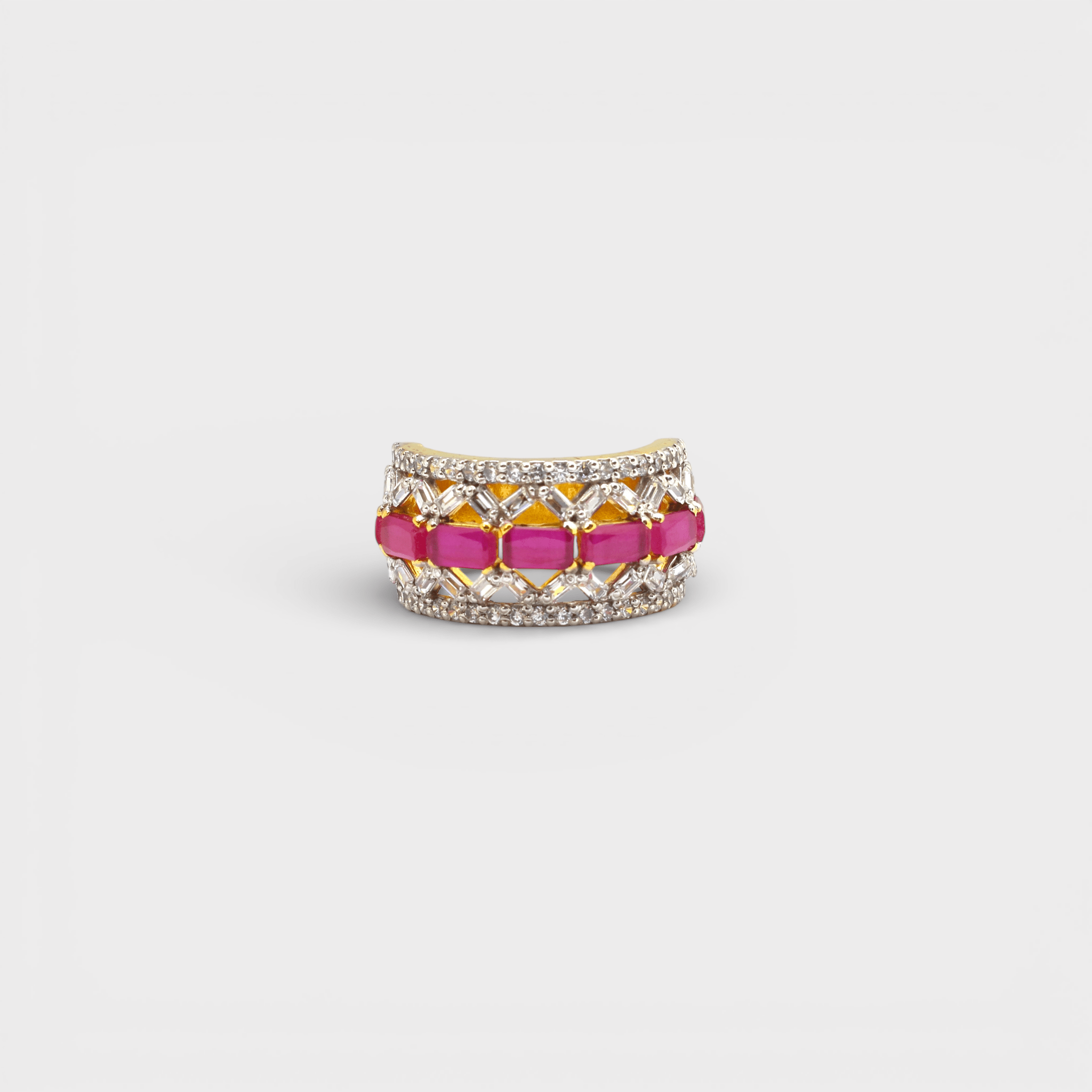Pink Ruby Lattice Statement Ring - Monis Anas Jewellers