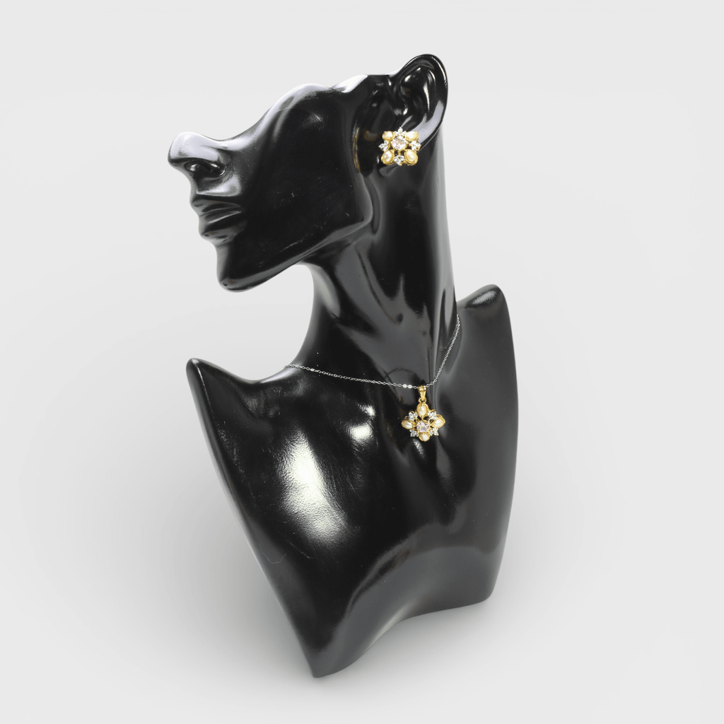 Pink Sapphire Pearl Floral Set – Pendant & Earrings - Monis Anas Jewellers
