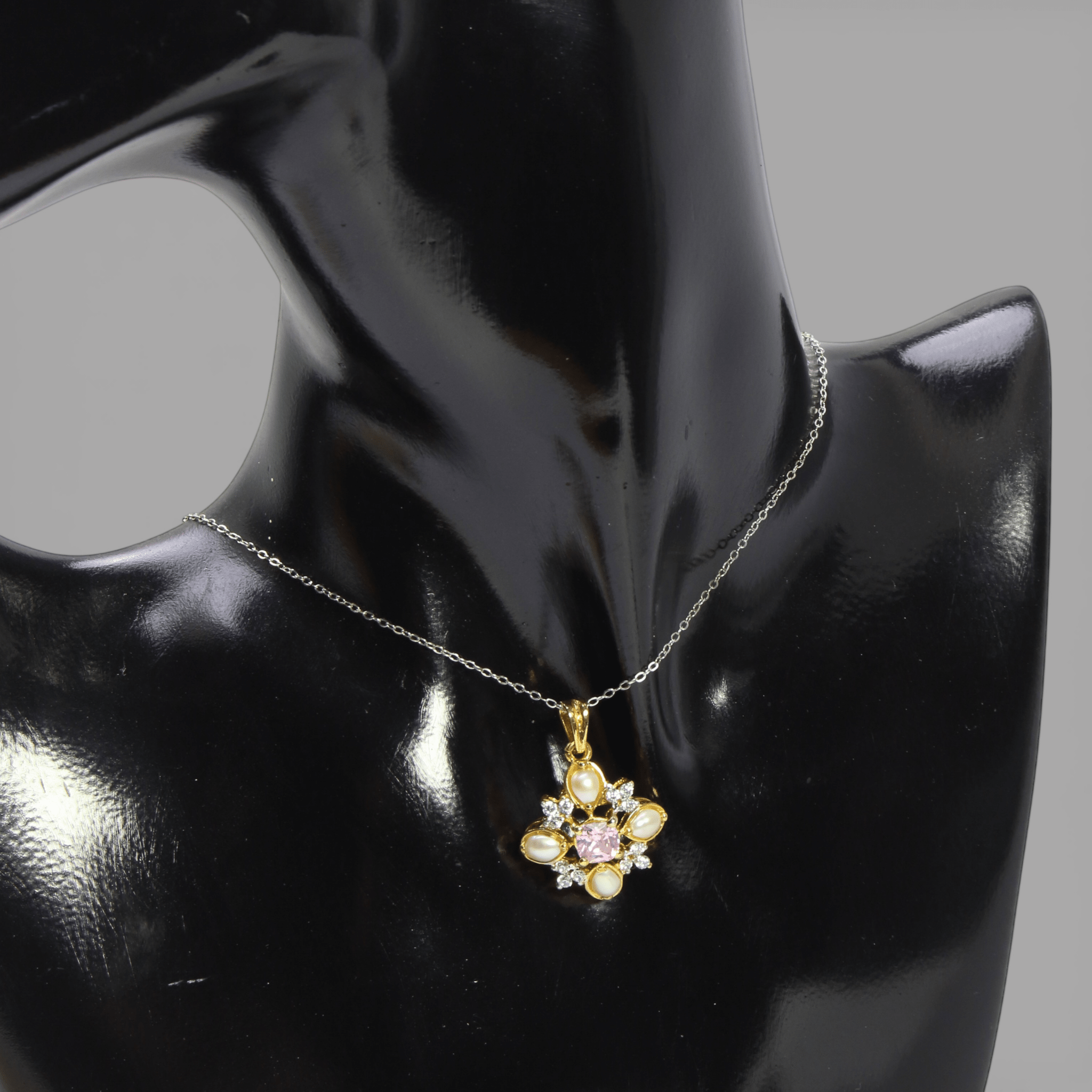 Pink Sapphire Pearl Floral Set – Pendant & Earrings - Monis Anas Jewellers