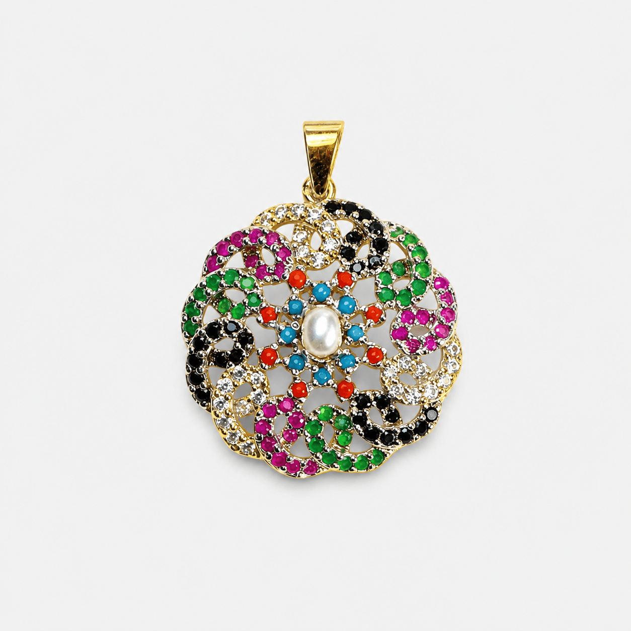 Rainbow Floral Pearl & Multicolor Gemstone Set - Monis Anas Jewellers