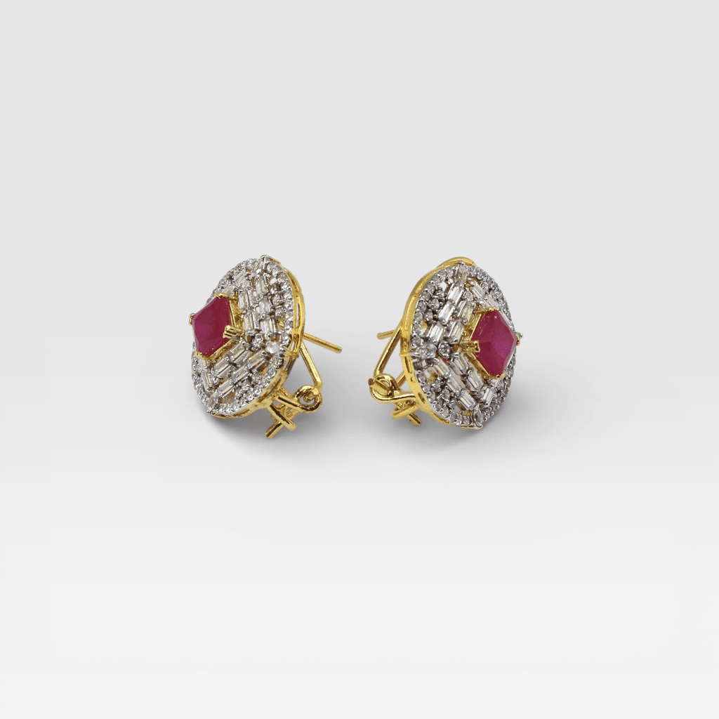 Regal Ruby Halo Studs - Monis Anas Jewellers