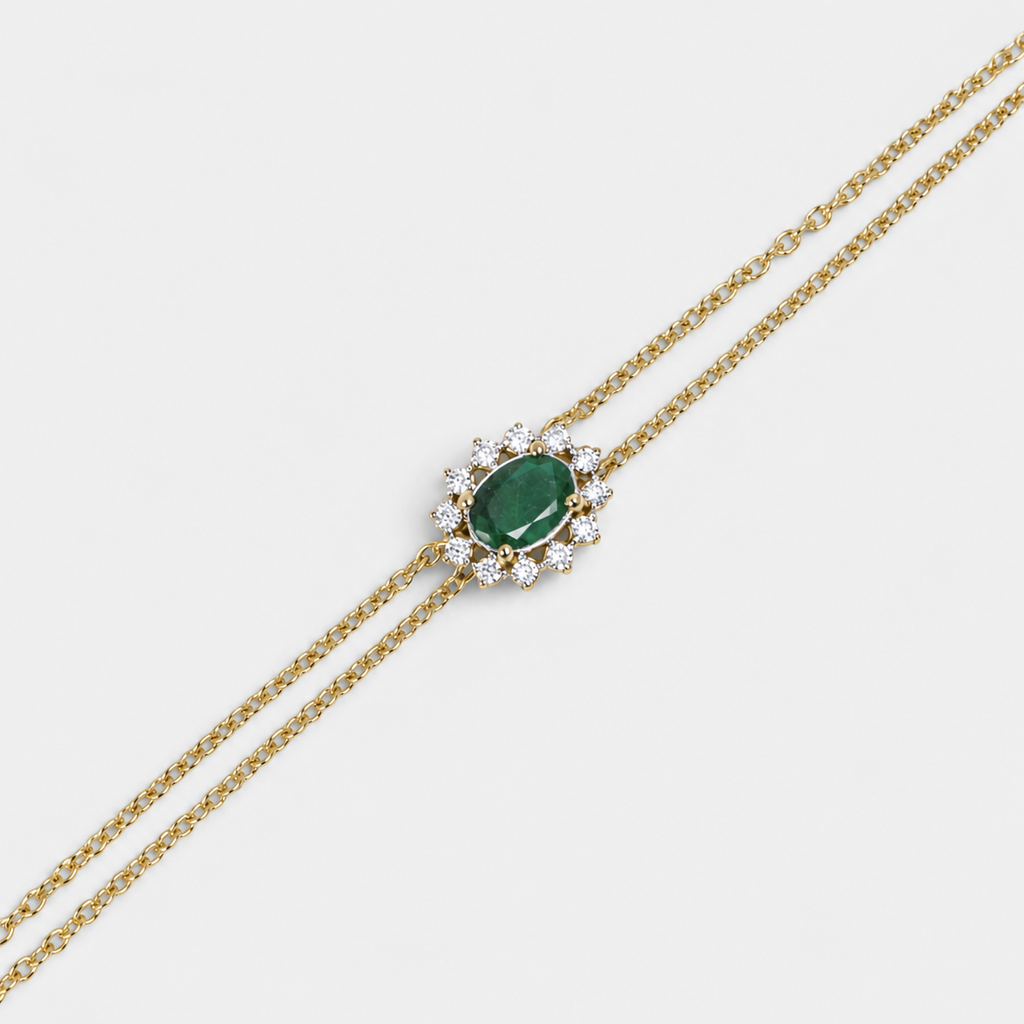 Emerald Green Halo Bracelet