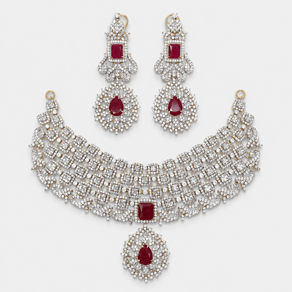 Ruby Empress Bridal Set - Monis Anas Jewellers