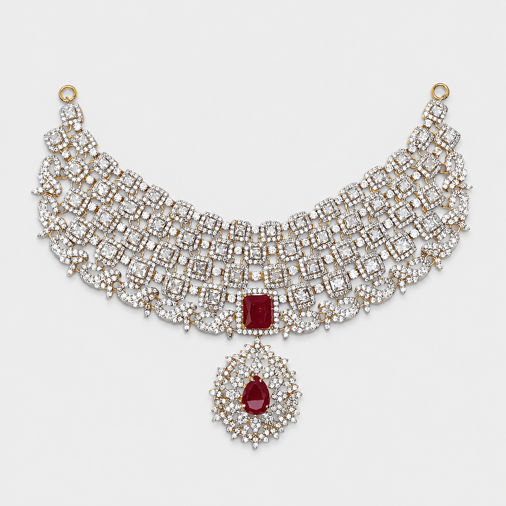 Ruby Empress Bridal Set - Monis Anas Jewellers