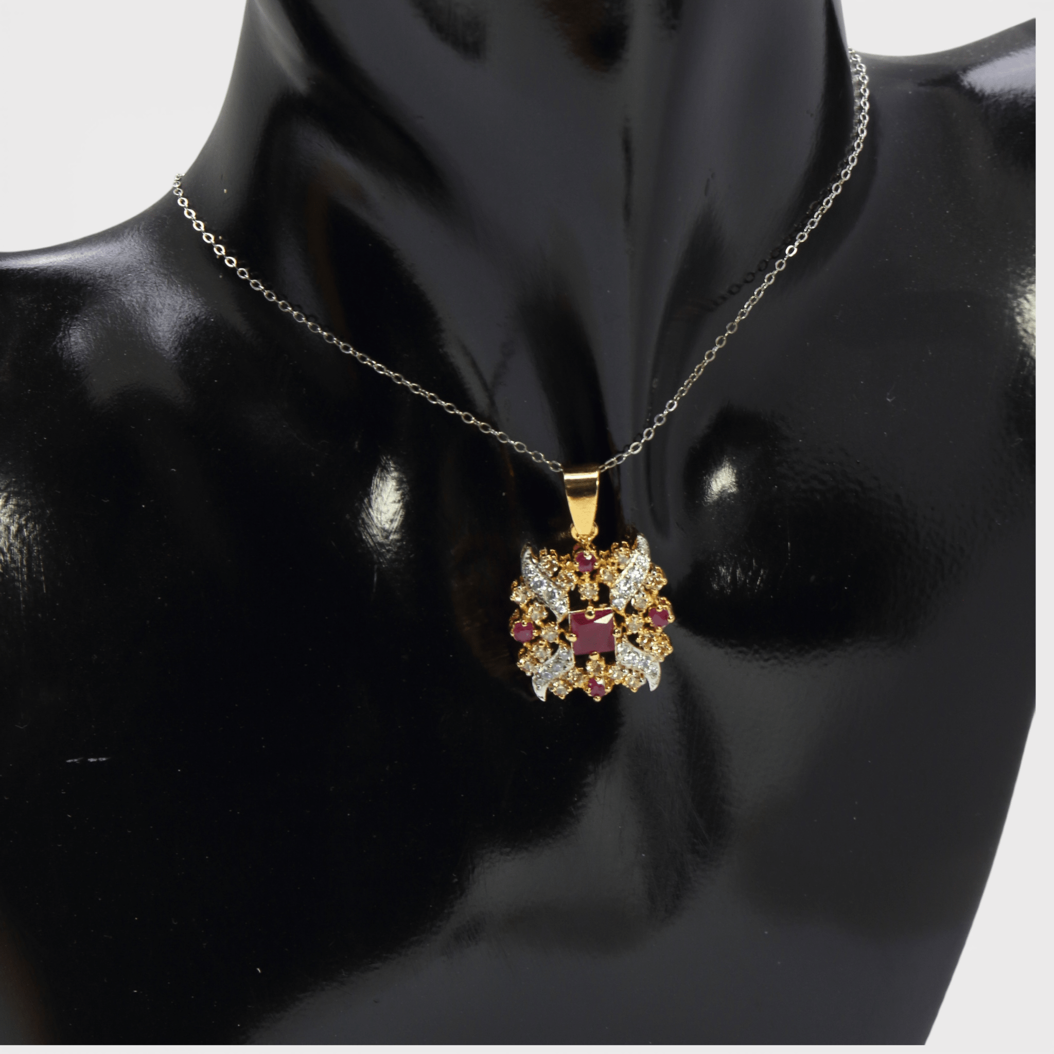 Ruby Floral Bloom Set – Pendant & Earrings - Monis Anas Jewellers