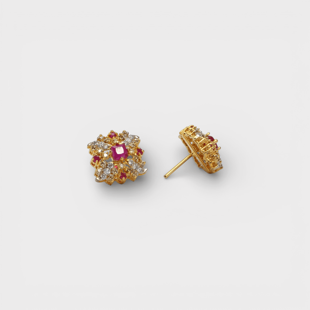Ruby Floral Bloom Set – Pendant & Earrings - Monis Anas Jewellers
